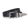 Engraved Western Buckle Faux Leather Belt - Black