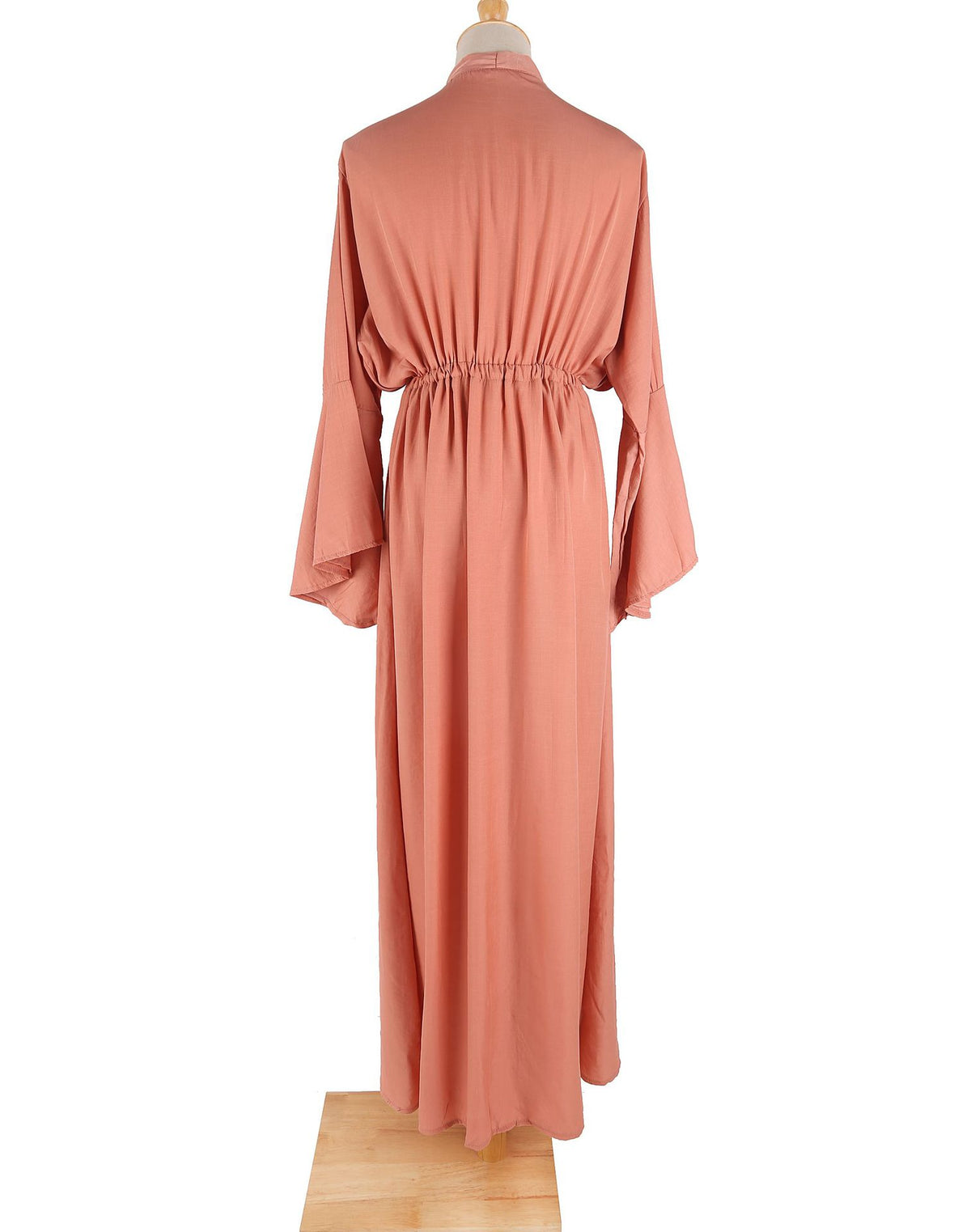 Flared Sleeve Plunge Beach Maxi Dress - Rust - 4