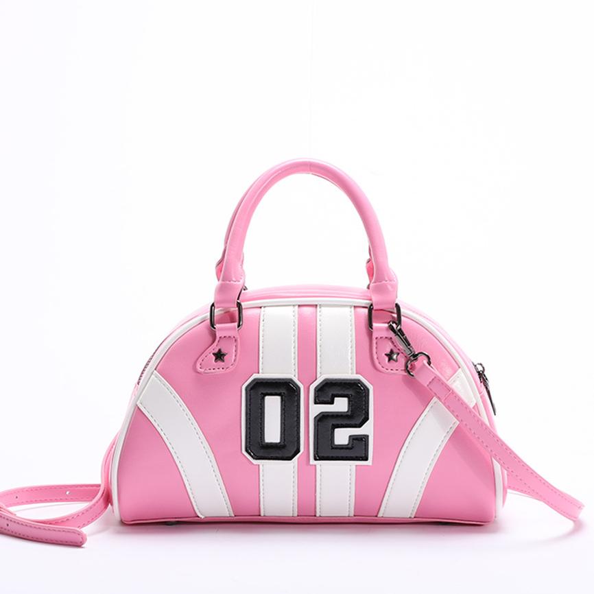Varsity Number Stripe Bowling Crossbody Bag - Pink