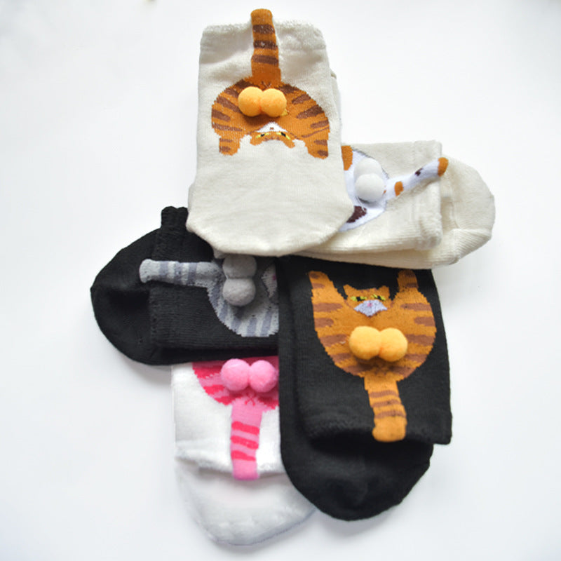 Cat Tail Novelty Crew Socks - Pink - 2