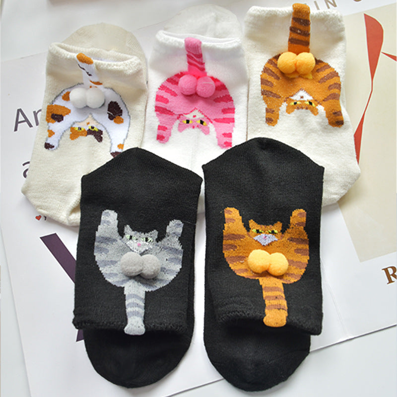 Cat Tail Novelty Crew Socks - Pink - 3
