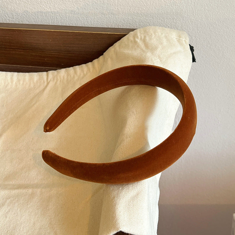 Padded Velvet Wide Headband - Pumpkin