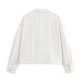 Poppy Outline Embroidered Snap Front Jacket - White