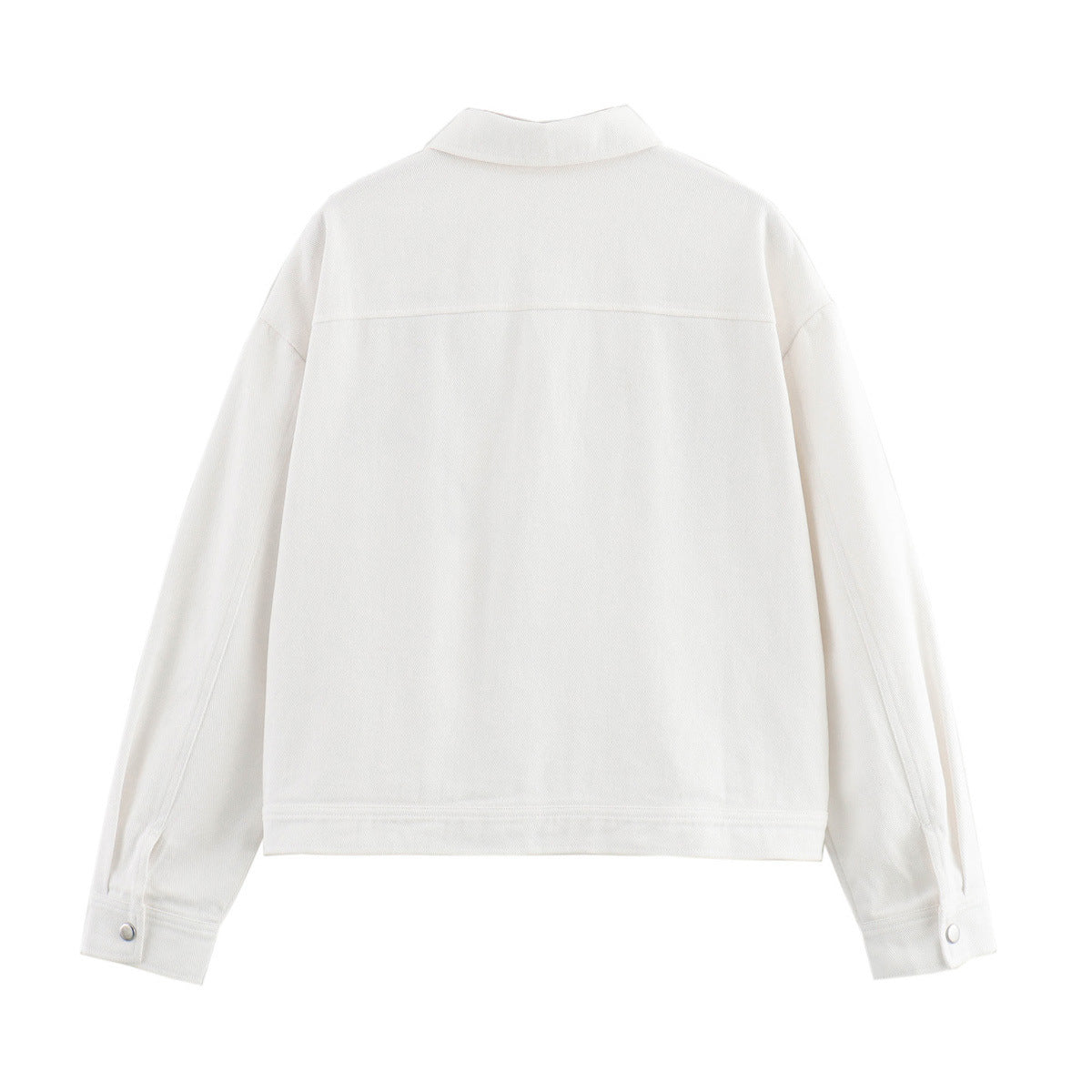 Poppy Outline Embroidered Snap Front Jacket - White