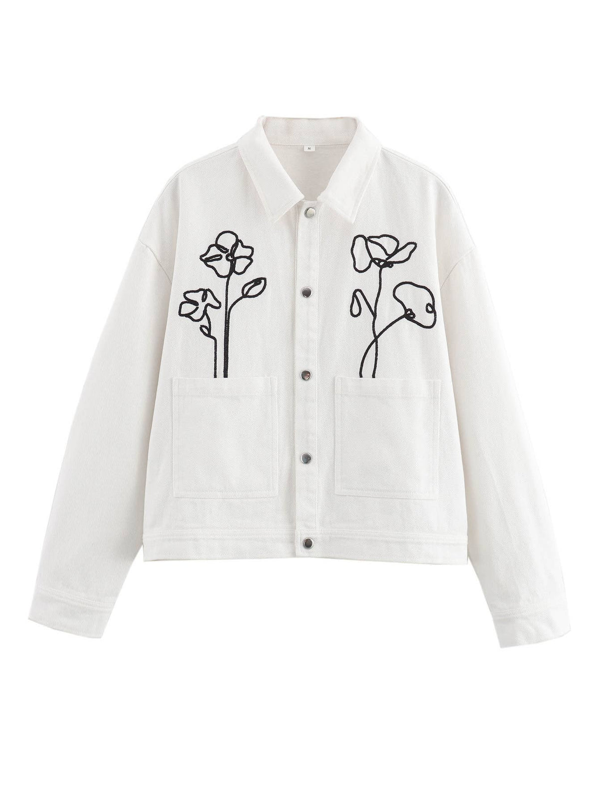 Poppy Outline Embroidered Snap Front Jacket
