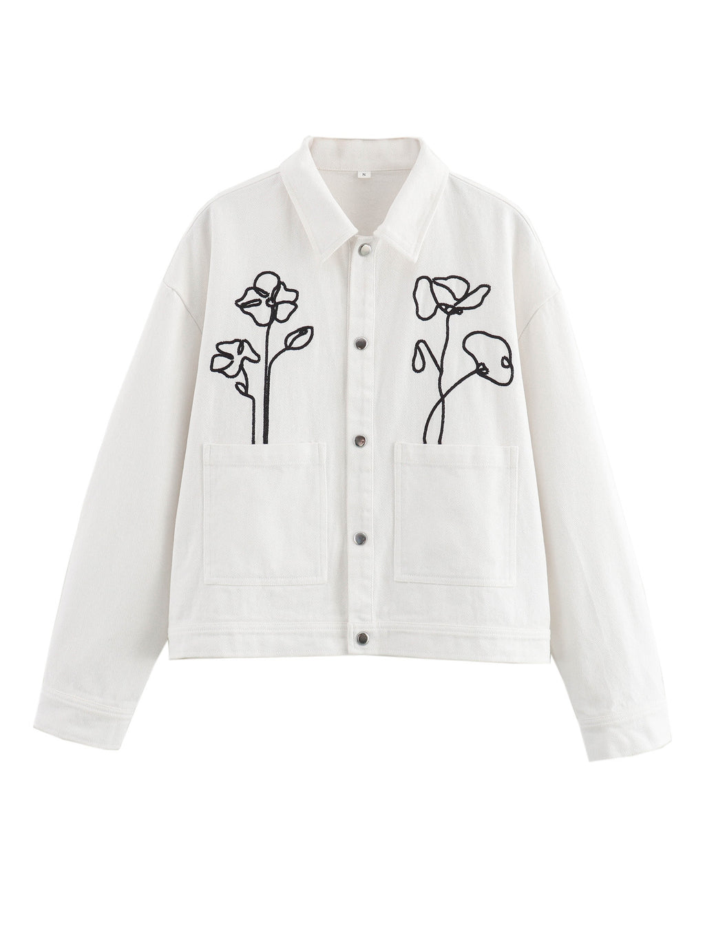 Poppy Outline Embroidered Snap Front Jacket - view 1