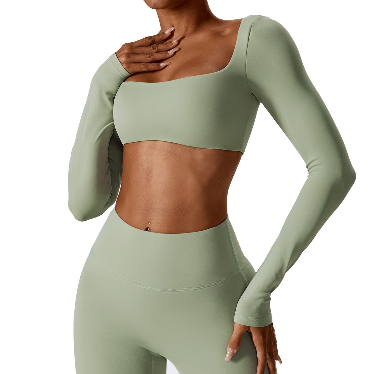 Cloud Soft Square Neck Long Sleeve Crop Yoga Top