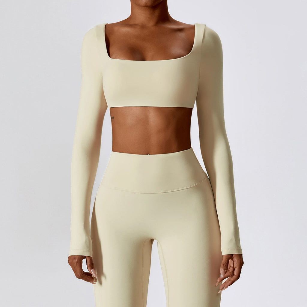 Cloud Soft Square Neck Long Sleeve Crop Yoga Top