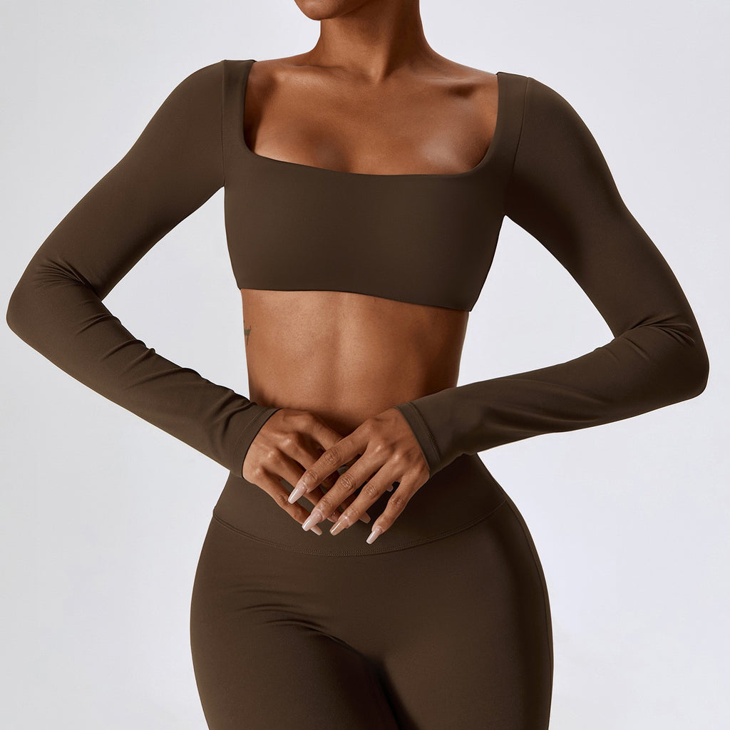 Cloud Soft Square Neck Long Sleeve Crop Yoga Top