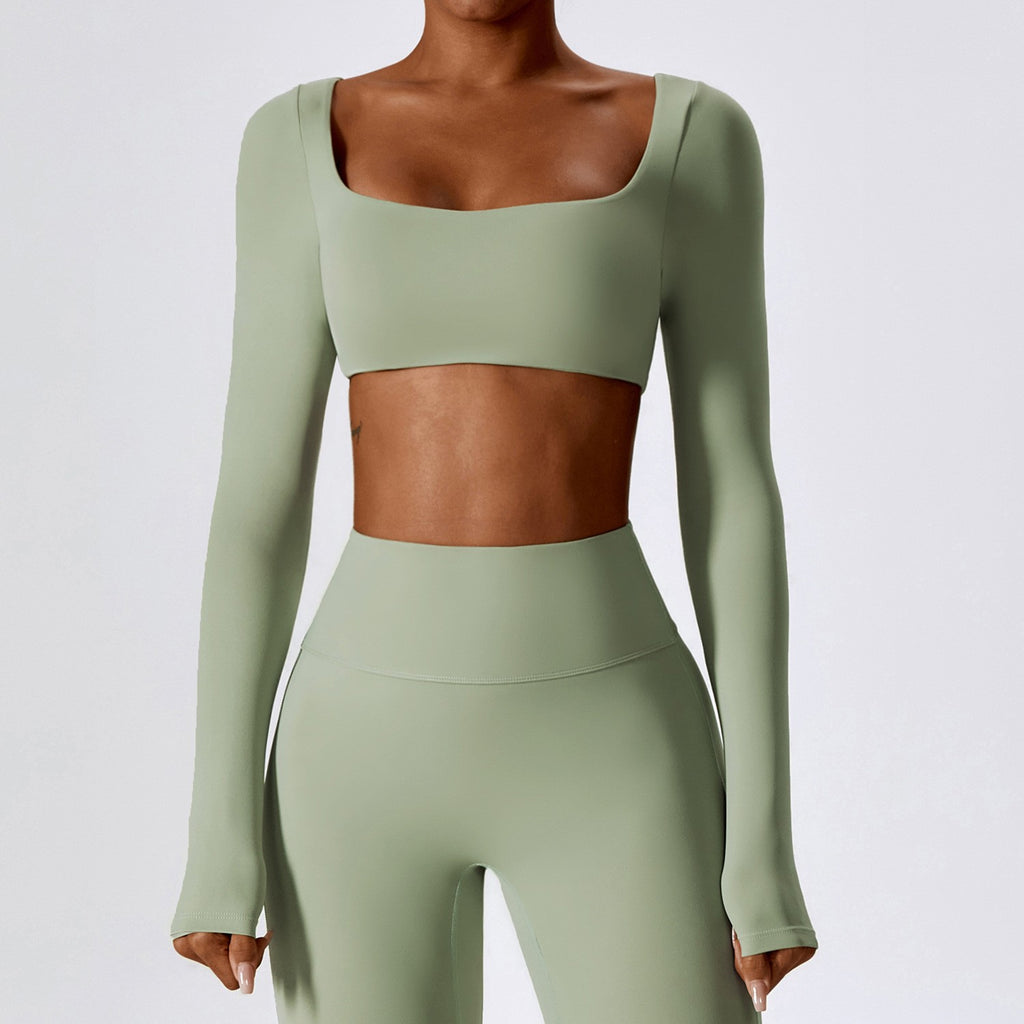 Cloud Soft Square Neck Long Sleeve Crop Yoga Top