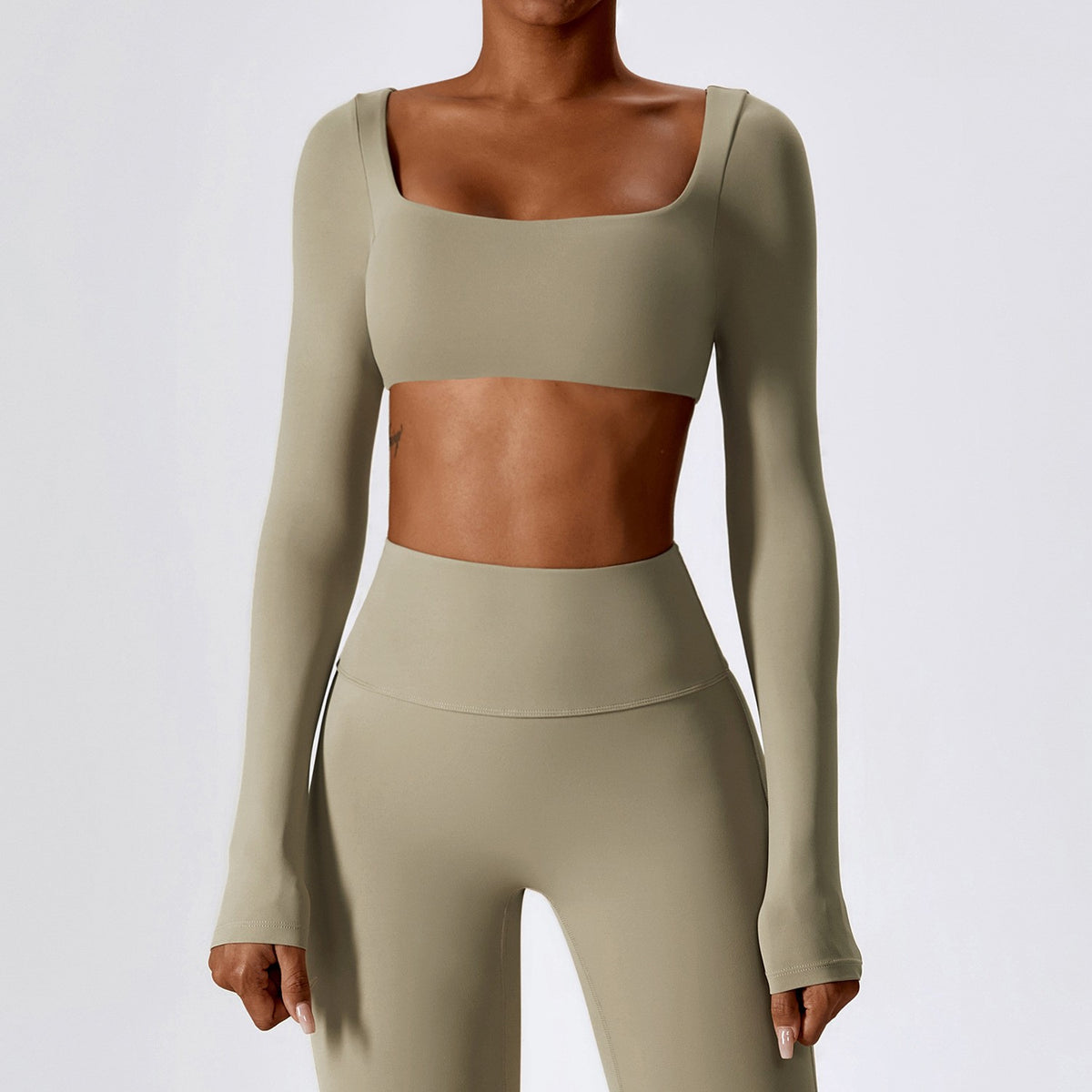 Cloud Soft Square Neck Long Sleeve Crop Yoga Top