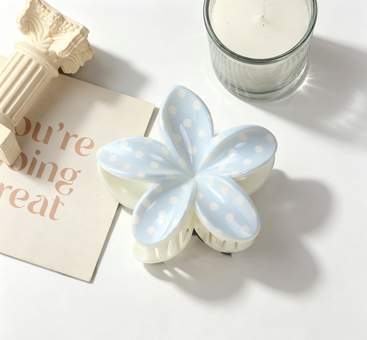 Retro Dot Hair Claw Clip in Three Shapes - Flower_05