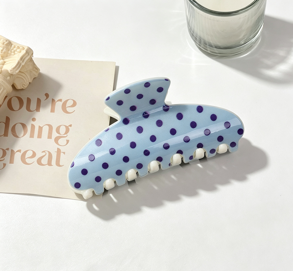 Retro Dot Hair Claw Clip in Three Shapes - Oval_03