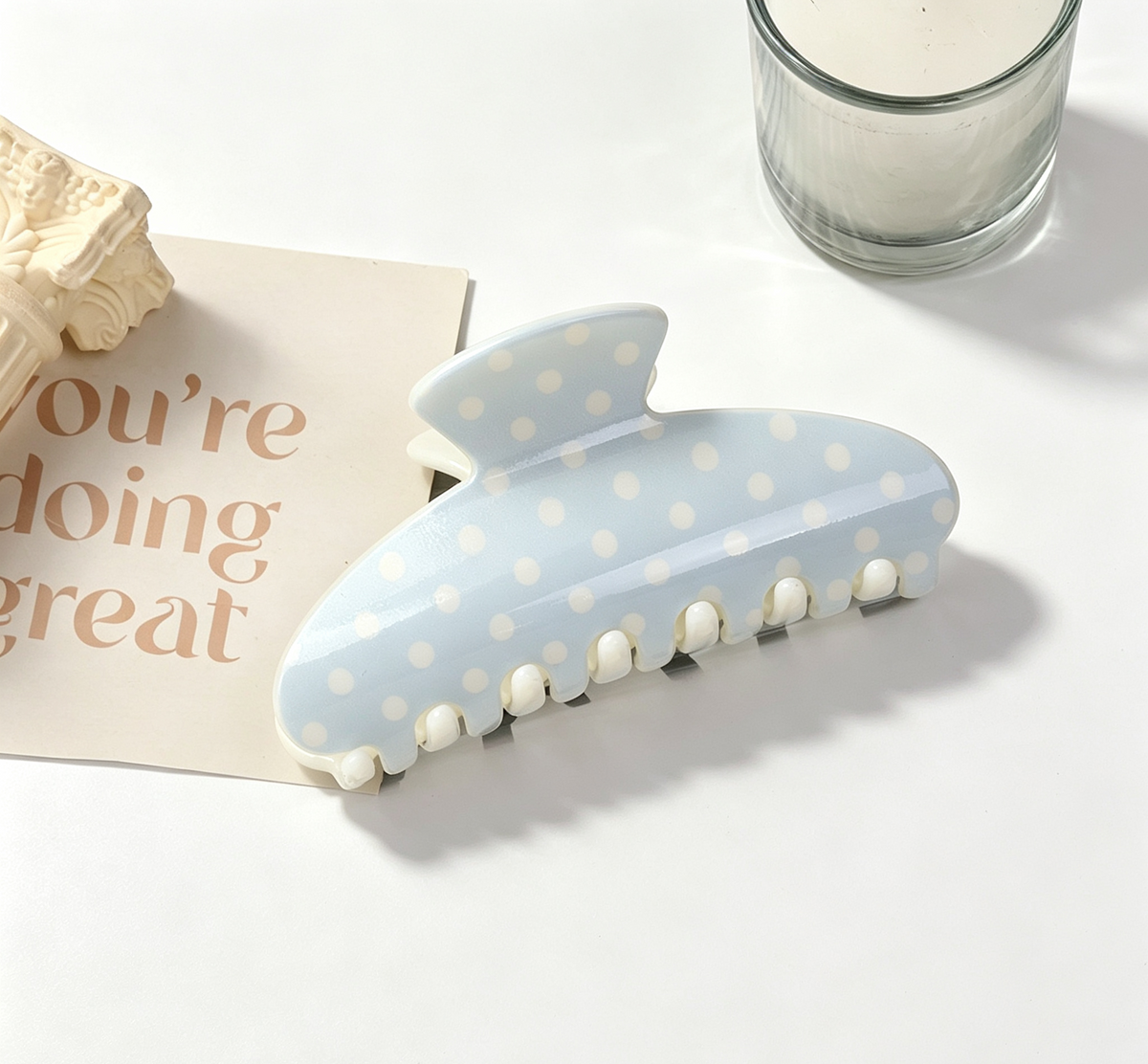 Retro Dot Hair Claw Clip in Three Shapes - Oval_05
