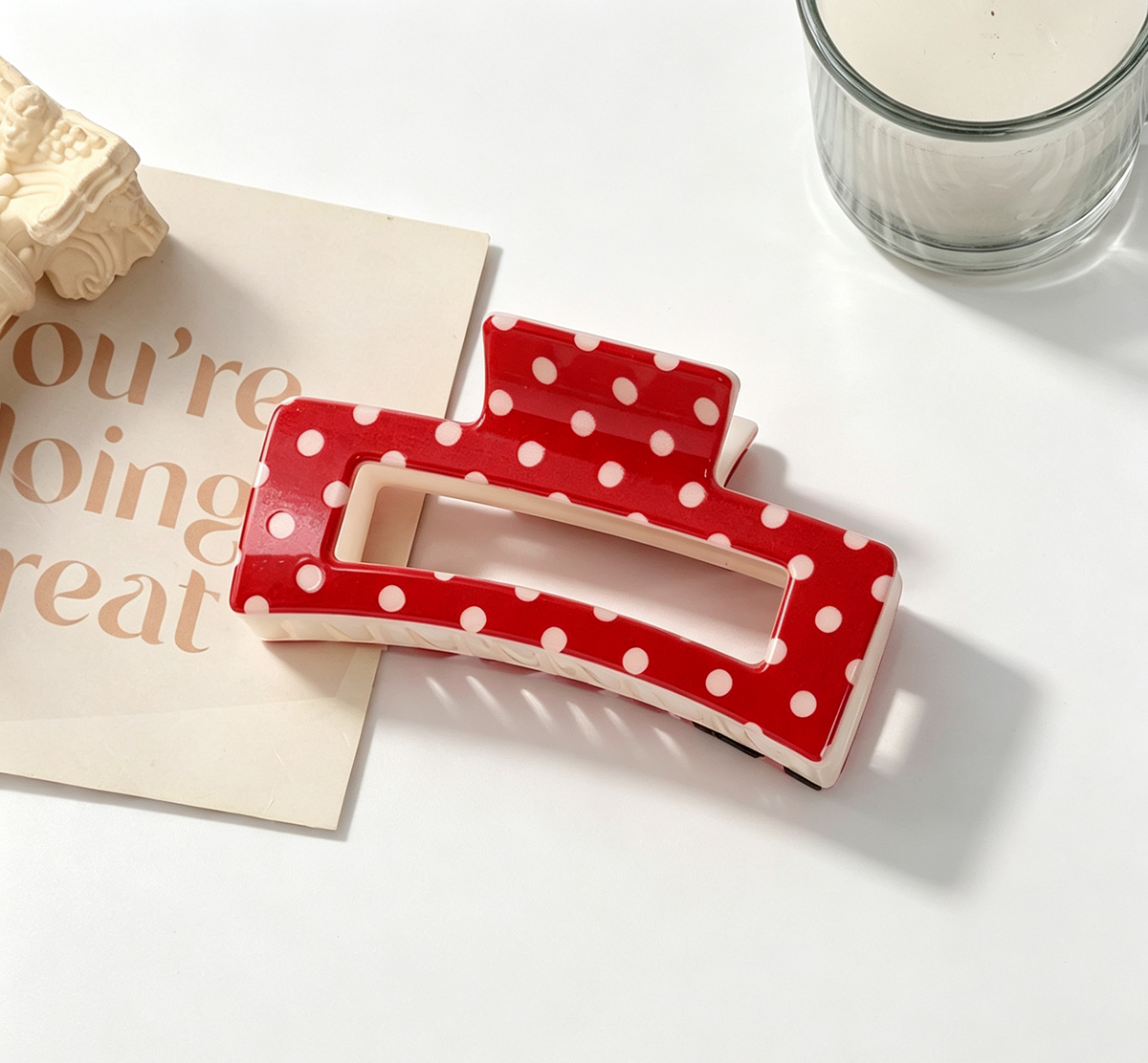 Retro Dot Hair Claw Clip in Three Shapes - Spuare_02