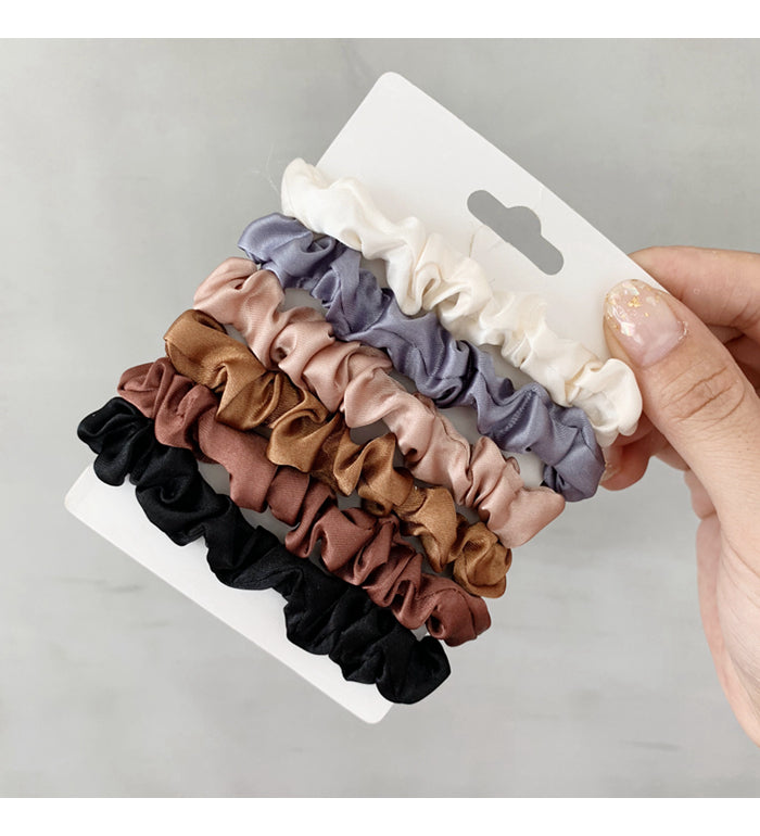 Neutral Satin Skinny Scrunchie Set