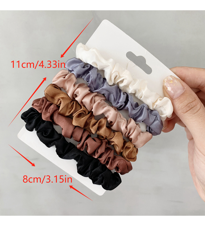 Neutral Satin Skinny Scrunchie Set - view 1