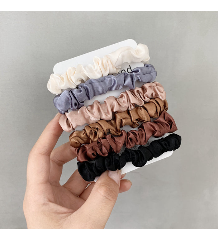 Neutral Satin Skinny Scrunchie Set - view 15