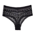 Geometric Openwork Lace Mid Rise Cheeky Panty - Black