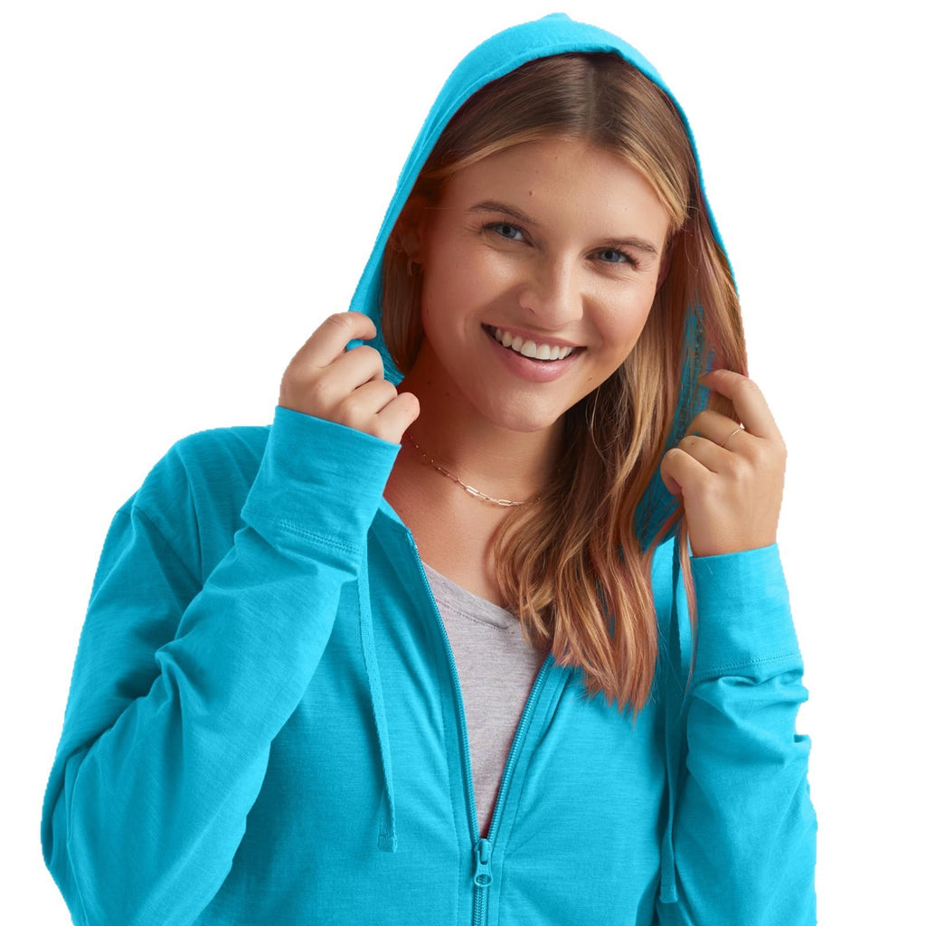 Lightweight Slub Jersey Zip Up Athletic Hoodie