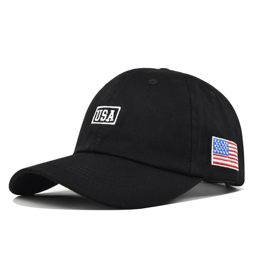 American Flag Embroidered Baseball Cap - Black