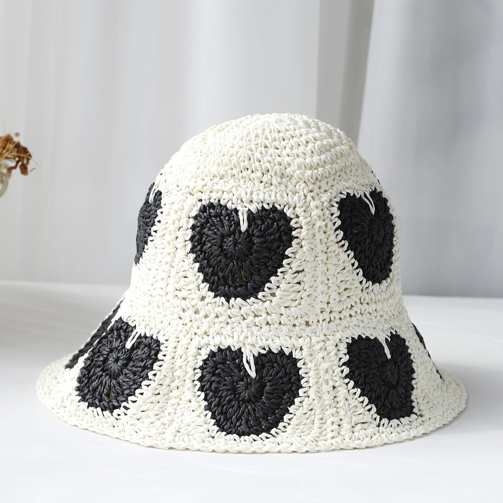 Hand Crochet Floral Motif Bucket Hat - GWhite