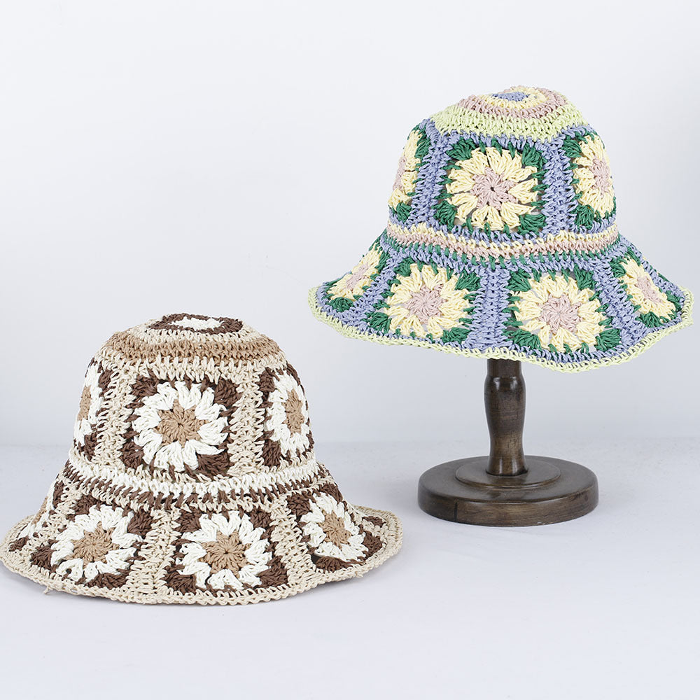 Hand Crochet Floral Motif Bucket Hat - Green - 5
