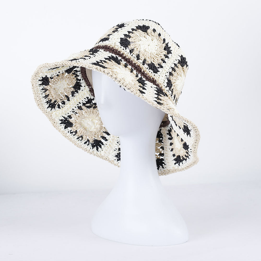 Hand Crochet Floral Motif Bucket Hat - Green - 7