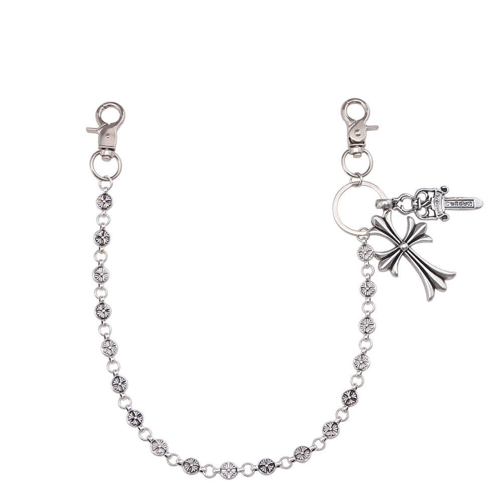 Punk Layered Cross Charm Jean Chain
