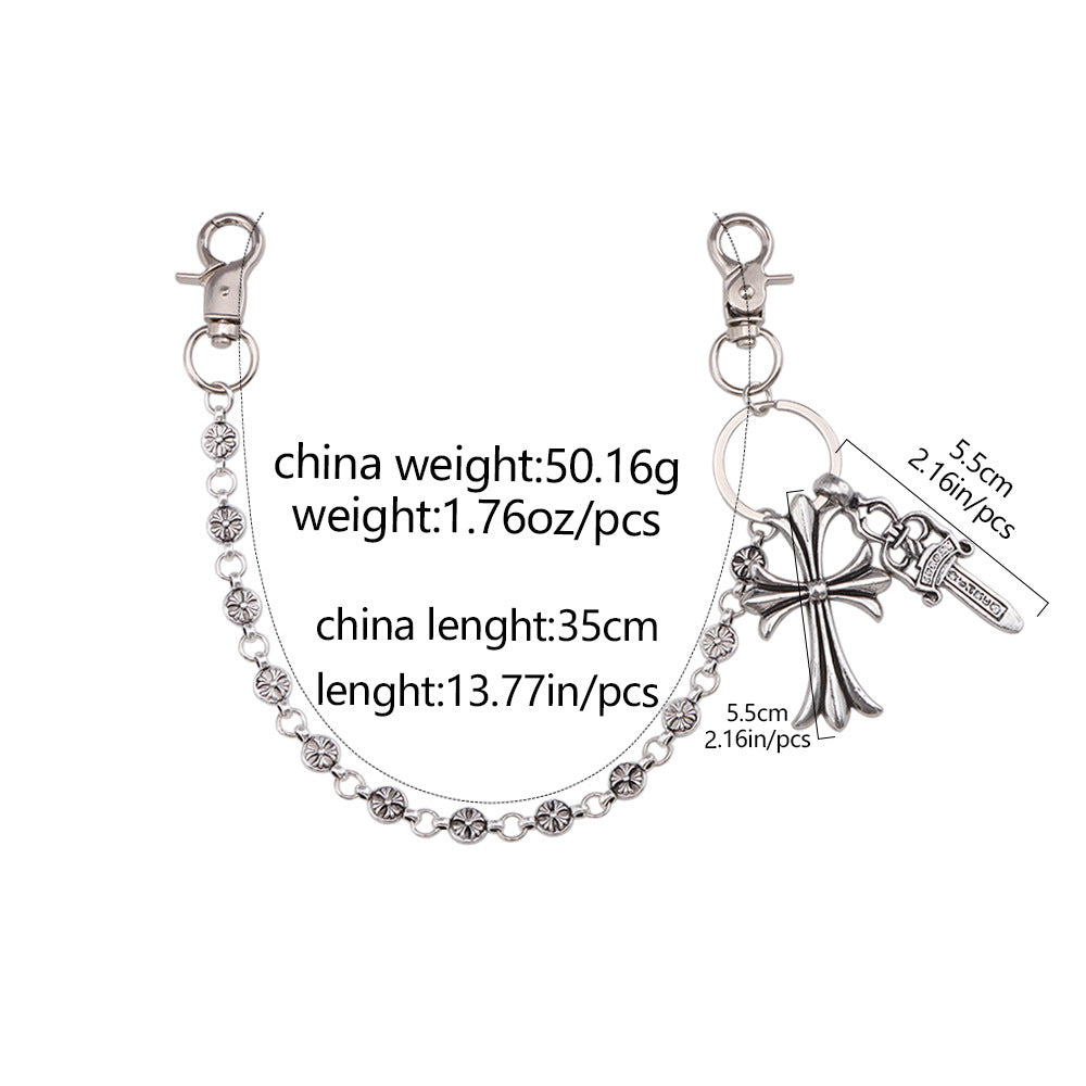 Punk Layered Cross Charm Jean Chain - view 3
