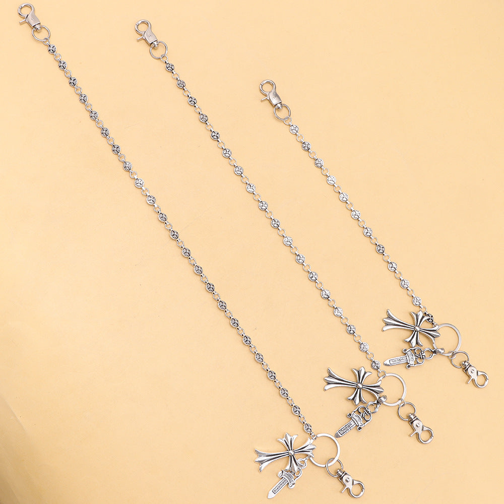 Punk Layered Cross Charm Jean Chain - view 8