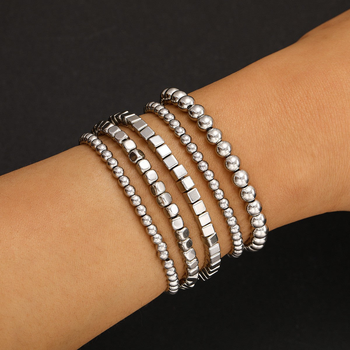 Stacked Beaded Stretch Bracelet Set - SET04