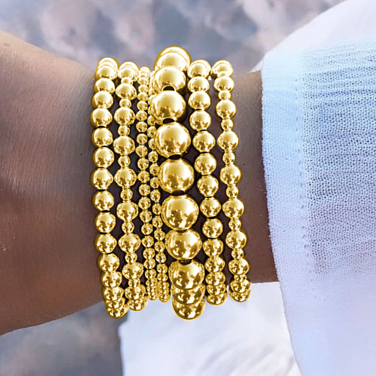 Stacked Beaded Stretch Bracelet Set - SET13