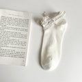 Crochet Lace Bow Cuff Ankle Socks - White