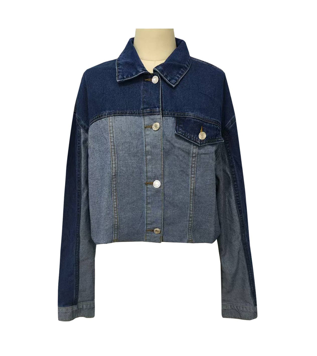 Contrast Wash Cropped Denim Jacket