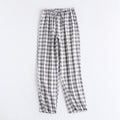 Gingham Check Cotton Pajama Pants - Grey