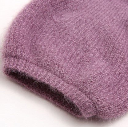 Fuzzy Brushed Knit Cropped V Neck Cardigan - Purple - 1
