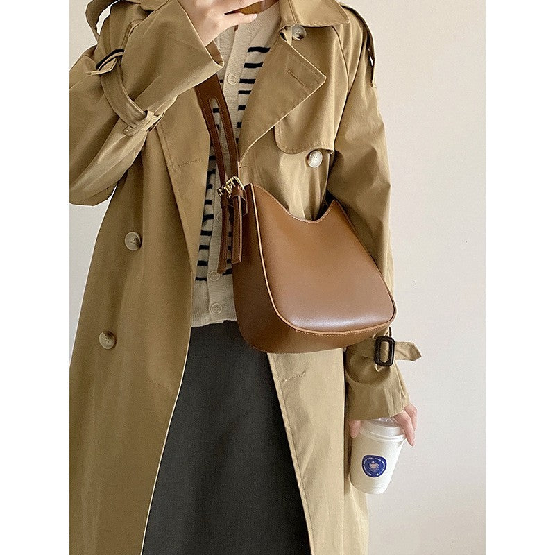 Caramel Faux Leather Hobo Crossbody Bag