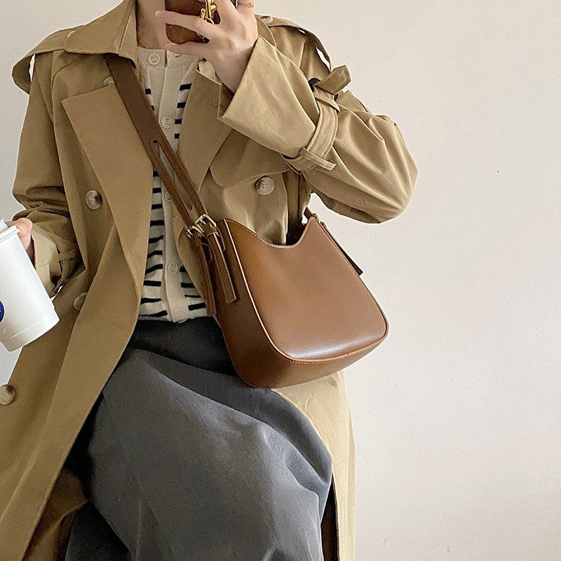 Caramel Faux Leather Hobo Crossbody Bag