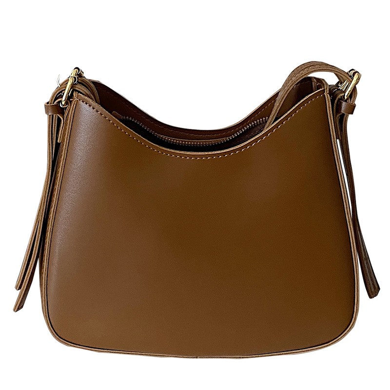 Caramel Faux Leather Hobo Crossbody Bag