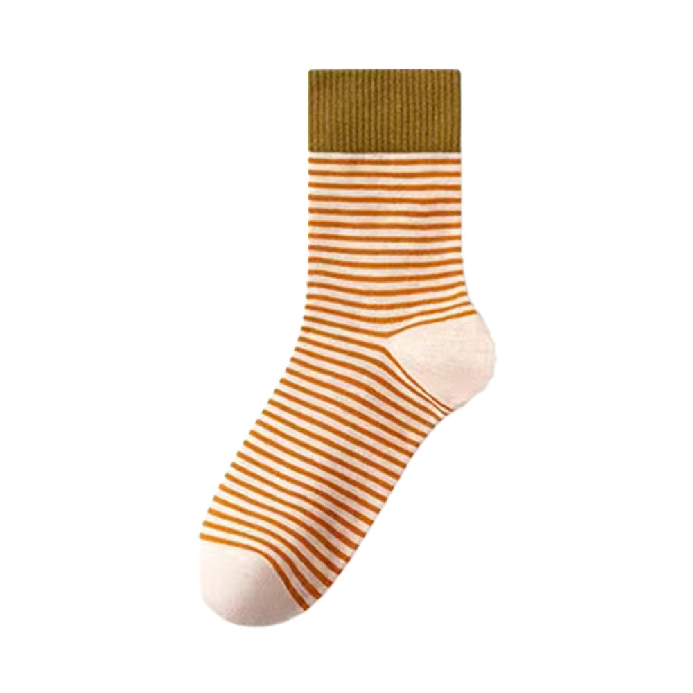 Contrast Cuff Thin Stripe Crew Socks - C2