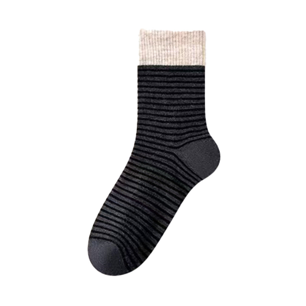 Contrast Cuff Thin Stripe Crew Socks - C3