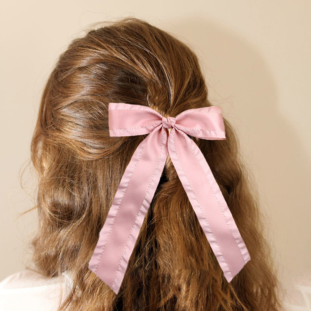 Ruffle Edge Satin Bow Hair Clip - view 1