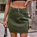 Flap Pocket Utility Mini Skirt - Green