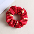 Metallic Foil Velvet Holiday Scrunchie - Red