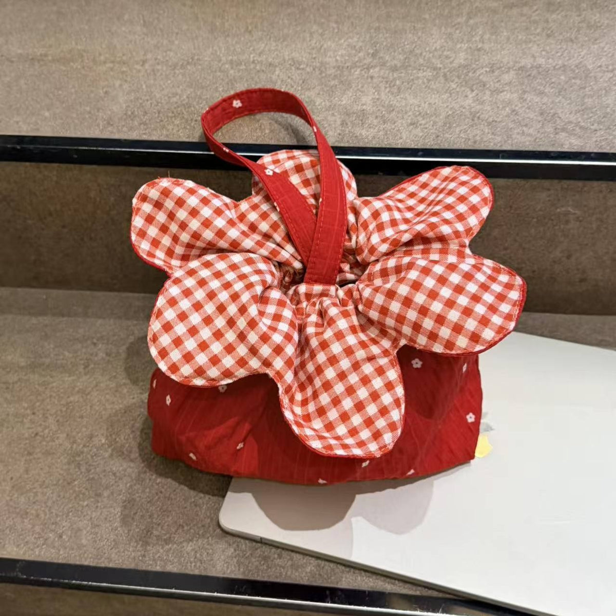 Flower Petal Drawstring Pouch With Top Handle