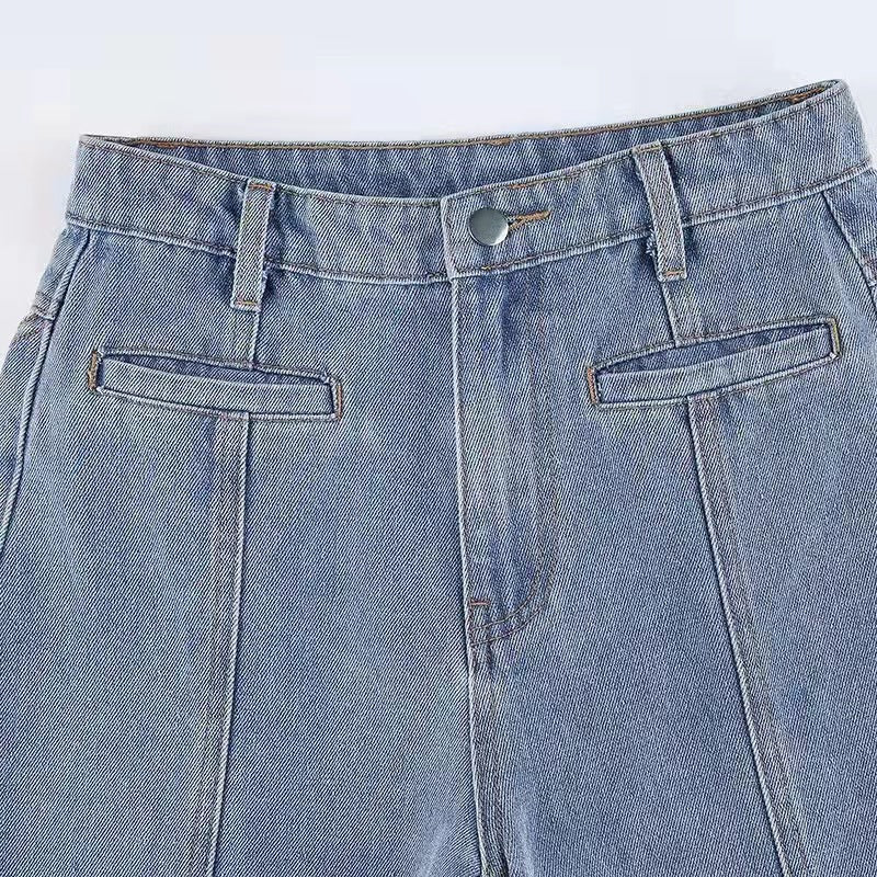 Star Patch Pocket Mid Rise Flare Jeans - Blue - 3