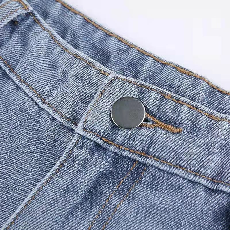 Star Patch Pocket Mid Rise Flare Jeans - Blue - 4