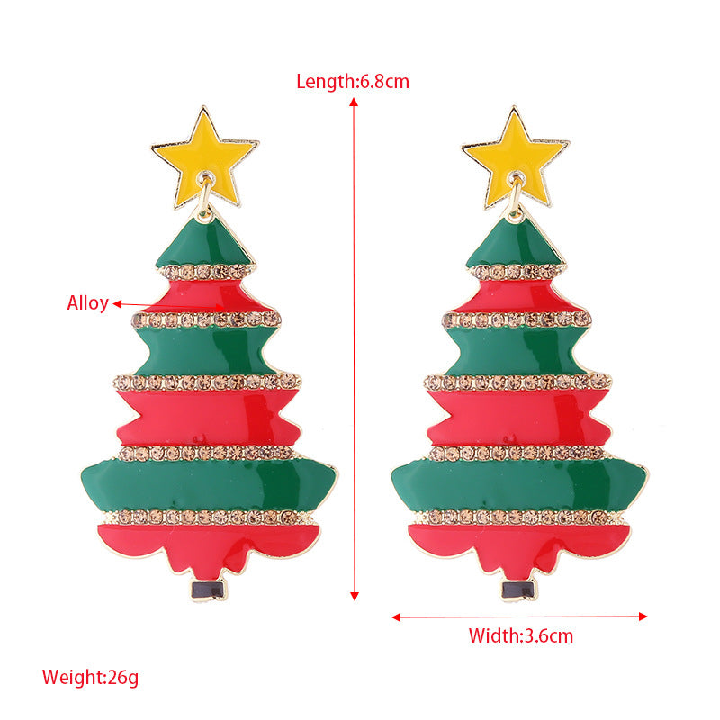 Layered Christmas Tree Dangle Earrings - Red - 1