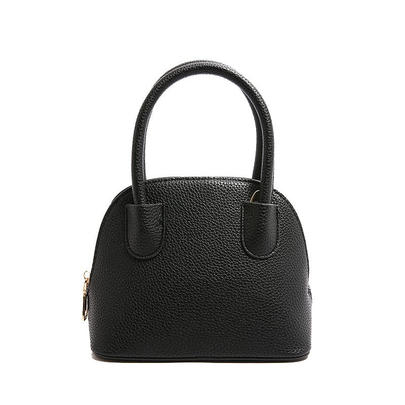 Mini Dome Top Handle Bag with Crossbody Strap - Black